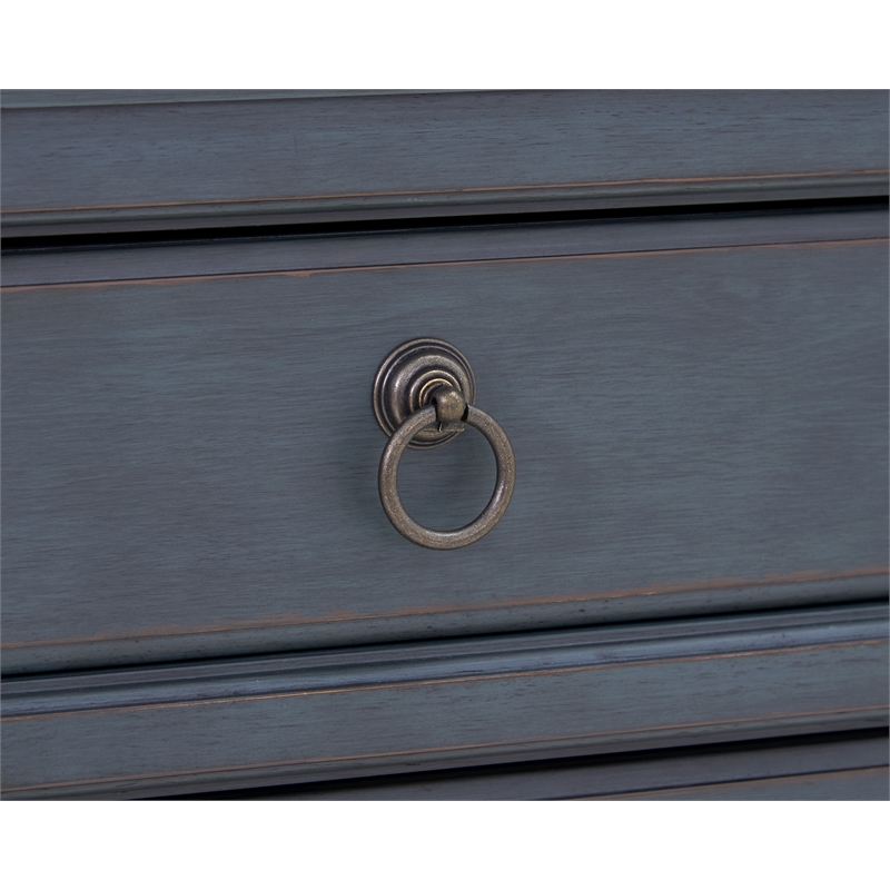 Pemberly Row Farmhouse Coastal Bedside Table with Storage in Blue