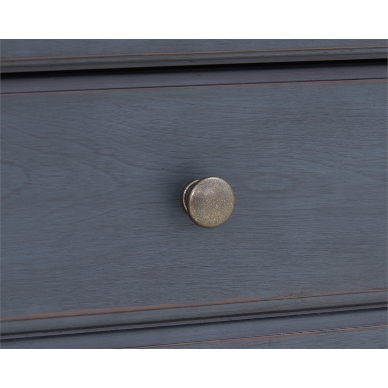 Pemberly Row Farmhouse Coastal Bedside Table with Storage in Blue