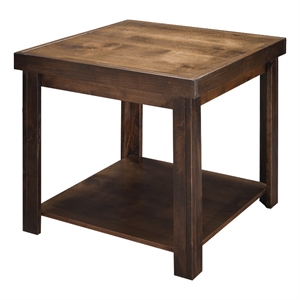 Pemberly Row Contemporary 24&quot Side Table with One Lower Shelf in Whiskey Finish
