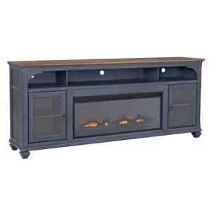 Pemberly Row Contemporary 86&quot Fireplace TV Stand in Corduroy Blue Finish