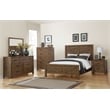Pemberly Row Rustic Reclaimed Pine Queen Bed Frame with Panel Headboard in Brown