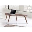 Pemberly Row Contemporary Solid Walnut Coffee Table with Tear-Drop Top in Brown
