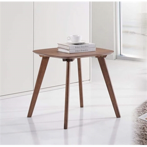 Pemberly Row Contemporary Solid Walnut End Table with Tapered Legs in Brown