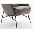 Pemberly Row Faux Leather Accent Chair with Metal Legs in Charcoal Gray