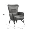 Pemberly Row Faux Leather Accent Chair with Metal Legs in Charcoal Gray