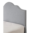 Pemberly Row Queen Platform Bed Frame with Nailhead Trim in Charcoal Gray Linen
