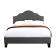 Pemberly Row California King Platform Bed Frame with Nailhead Trim in Gray Linen