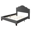 Pemberly Row California King Platform Bed Frame with Nailhead Trim in Gray Linen
