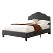 Pemberly Row California King Platform Bed Frame with Nailhead Trim in Gray Linen