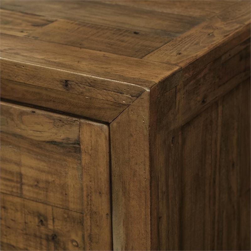 Pemberly Row Reclaimed Pine 2-Drawer Nightstand with Dovetail Joinery in Brown