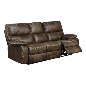 Pemberly Row 86&quot Power Reclining Sofa with USB Charging in Brown Microsuede