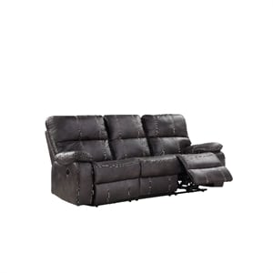 Pemberly Row 86&quot Power Reclining Sofa with USB Charging in Gray Microsuede
