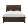 Pemberly Row Rustic Solid Wood Queen Sleigh Bed with Curved Rails in Ash Brown