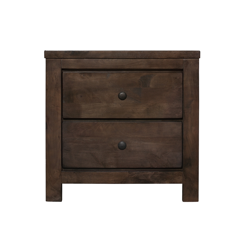 Pemberly Row Solid Wood 2-Drawer Nightstand with Felt-Lined Drawer in Ash Brown