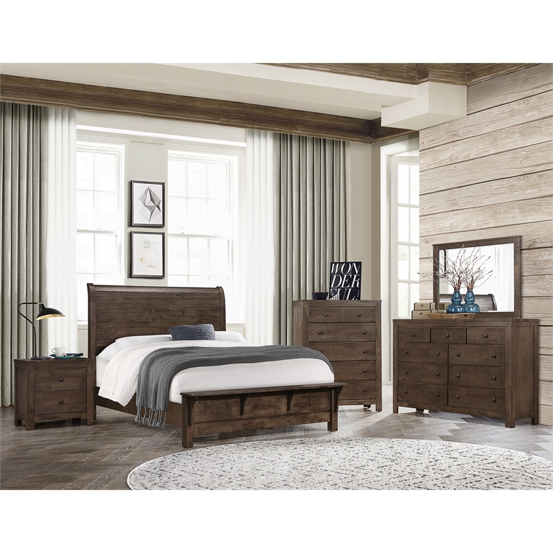 Pemberly Row Solid Wood 2-Drawer Nightstand with Felt-Lined Drawer in Ash Brown