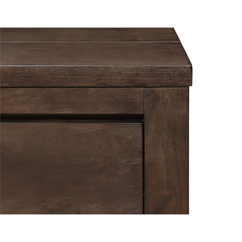 Pemberly Row Solid Wood 2-Drawer Nightstand with Felt-Lined Drawer in Ash Brown