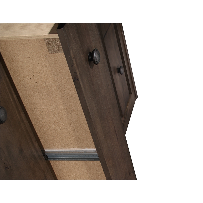 Pemberly Row Solid Wood 2-Drawer Nightstand with Felt-Lined Drawer in Ash Brown