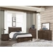 Pemberly Row Rustic Solid Wood King Sleigh Bed with Plank Headboard in Brown