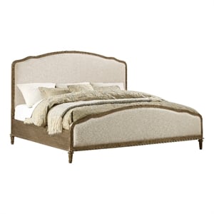 Pemberly Row Rustic Queen Platform Bed with Pine Frame in White Linen