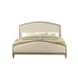 Pemberly Row Rustic King Upholstered Platform Bed with Pine Frame in White Linen