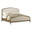 Pemberly Row Rustic King Upholstered Platform Bed with Pine Frame in White Linen
