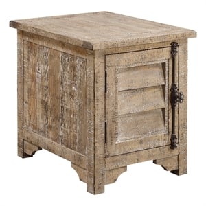 Pemberly Row Rustic 20&quot Chair Side Table with Cabinet Storage in Taupe Gray