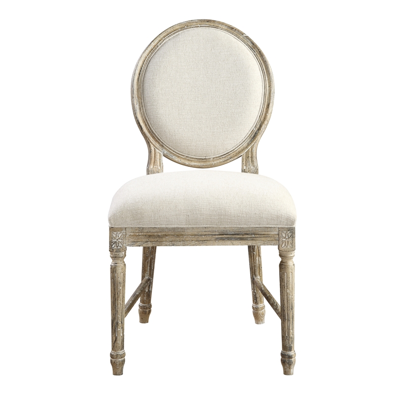 Pemberly Row Rustic Ladderback Dining Chairs (Set of 2) in Beige Linen