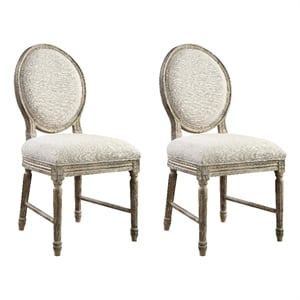Pemberly Row Rustic Ladderback Dining Chairs (Set of 2) in Beige Linen