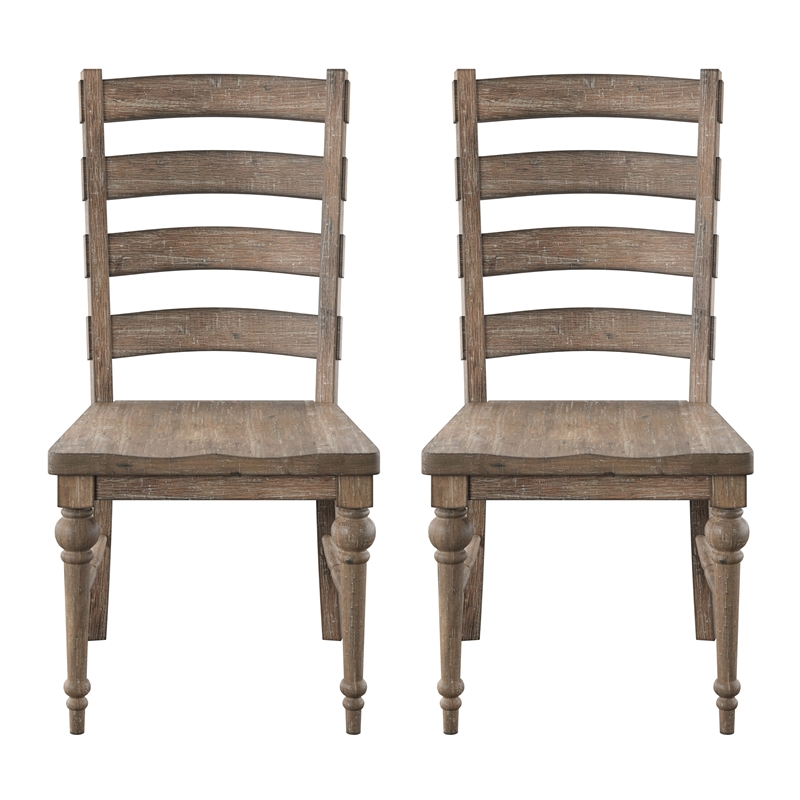 Pemberly Row Solid Pine Ladderback Dining Chairs with Foam Cushion (Set of 2)