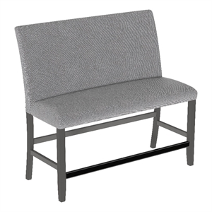 Pemberly Row 38&quot Upholstered Dining Bench with Nailhead Trim in Gray Polyester