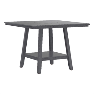 Pemberly Row 48&quot Gray Gathering Height Table with 18&quot Lazy Susan & Storage Shelf