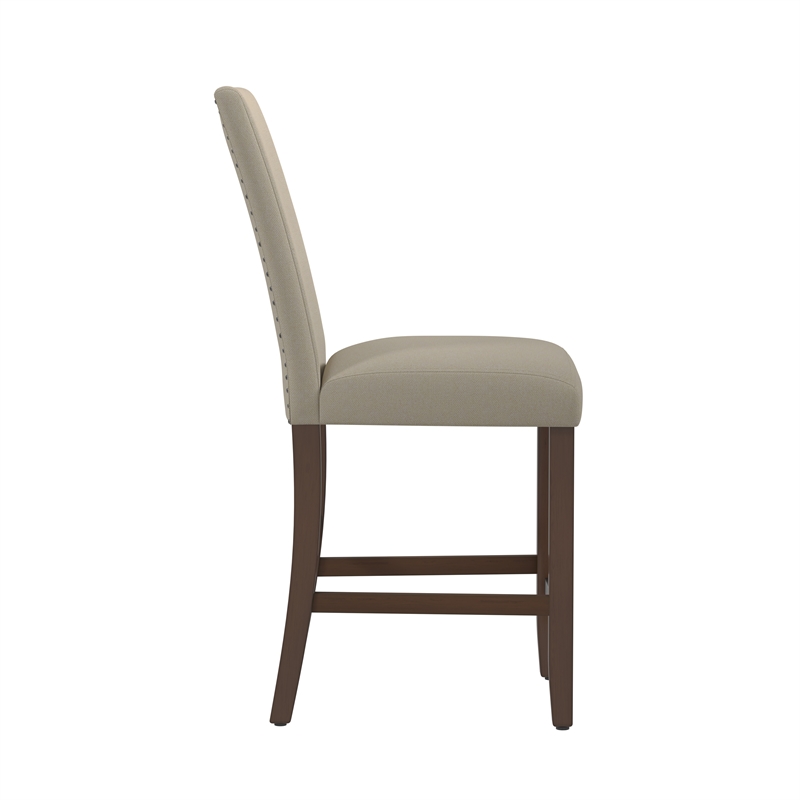 Pemberly Row Counter Height Barstools with Nailhead Trim (Set of 2) in Brown