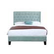 Pemberly Row Blue Polyester Tufted Full Platform Bed with Center Support