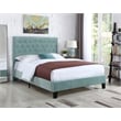 Pemberly Row Blue Polyester Tufted Full Platform Bed with Center Support