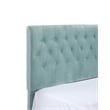 Pemberly Row Light Blue Velvet Button-Tufted Cal King Bed with Hardwood Frame
