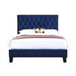 Pemberly Row Velvet Button-Tufted Cal King Platform Bed w/ 7
