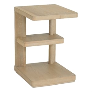 Pemberly Row Solid Oak 18&quot Chairside Table with 2 Shelves in Sand Dune Beige