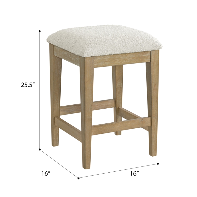 Pemberly Row Oak Console Table Set with 3 Stools & 3 Drawers in Sand Dune Beige