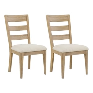 Pemberly Row Boucle Ladder Back Dining Chairs (Set of 2) in Sand Dune Brown