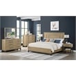 Pemberly Row Oak Veneer King Panel Bed with Framed Headboard