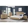 Pemberly Row Oak Queen Panel Bed with Framed Headboard & Footboard