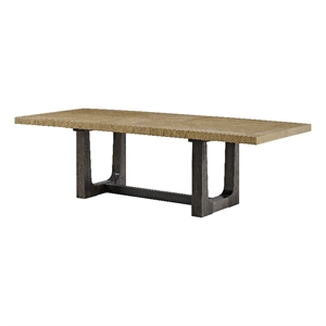 Pemberly Row 104&quot Oak Trestle Dining Table with Hand-Finished Surface in Brown