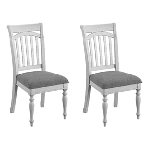 Pemberly Row Slat Back Dining Chairs with Polyester Upholstery (Set of 2) - Gray