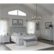 Pemberly Row Queen Panel Bed with Arched Molding & Accents in Oyster Shell Gray
