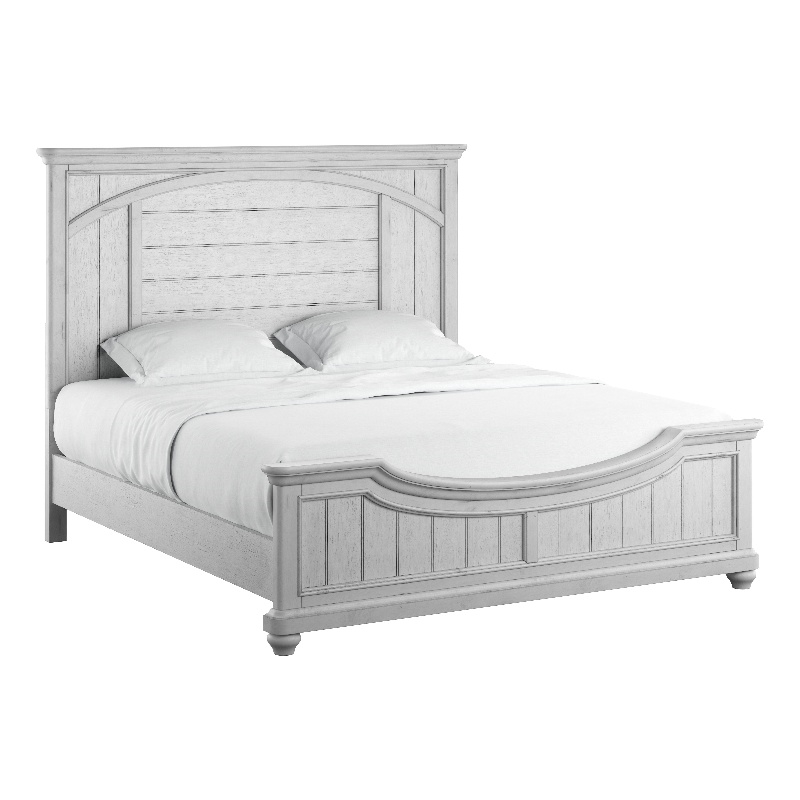 Pemberly Row Queen Panel Bed with Arched Molding & Accents in Oyster Shell Gray
