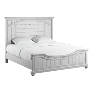 Pemberly Row Queen Panel Bed with Arched Molding & Accents in Oyster Shell Gray