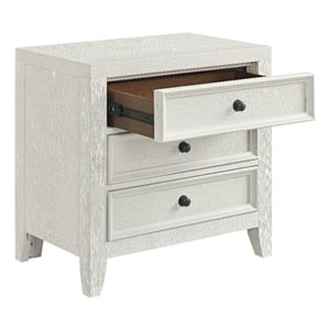 Pemberly Row Contemporary 3-Drawer Nightstand in Gypsum Whitewash