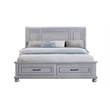 Pemberly Row King Sleigh Bed with 2 Storage Drawers & Paneled Headboard in Gray