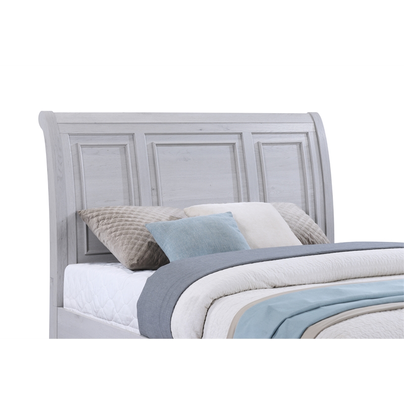 Pemberly Row Queen Storage Bed with Sleigh Headboard & Footboard Drawers in Gray
