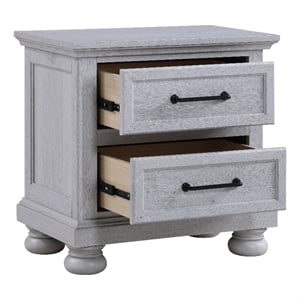 Pemberly Row 25&quot 2-Drawer Nightstand w/ USB-A/USB-C Charging - Oyster Shell Gray
